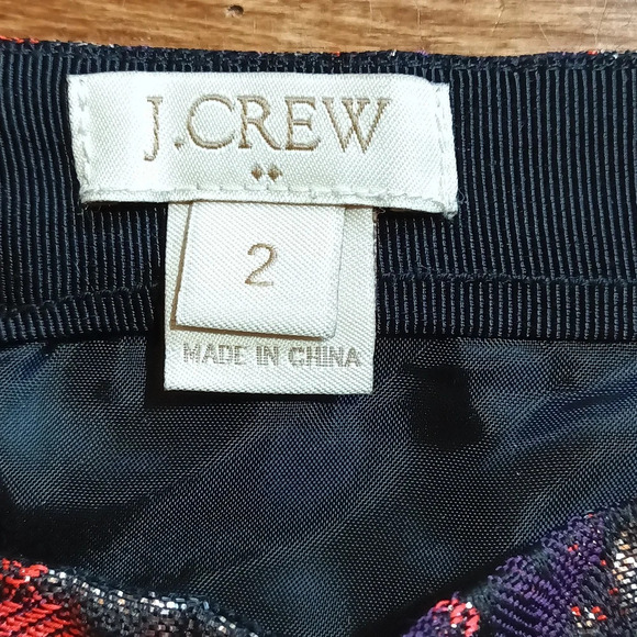 J. Crew jacquard floral metallic purple red pleated glamorous bold mini 2 - Picture 4 of 8
